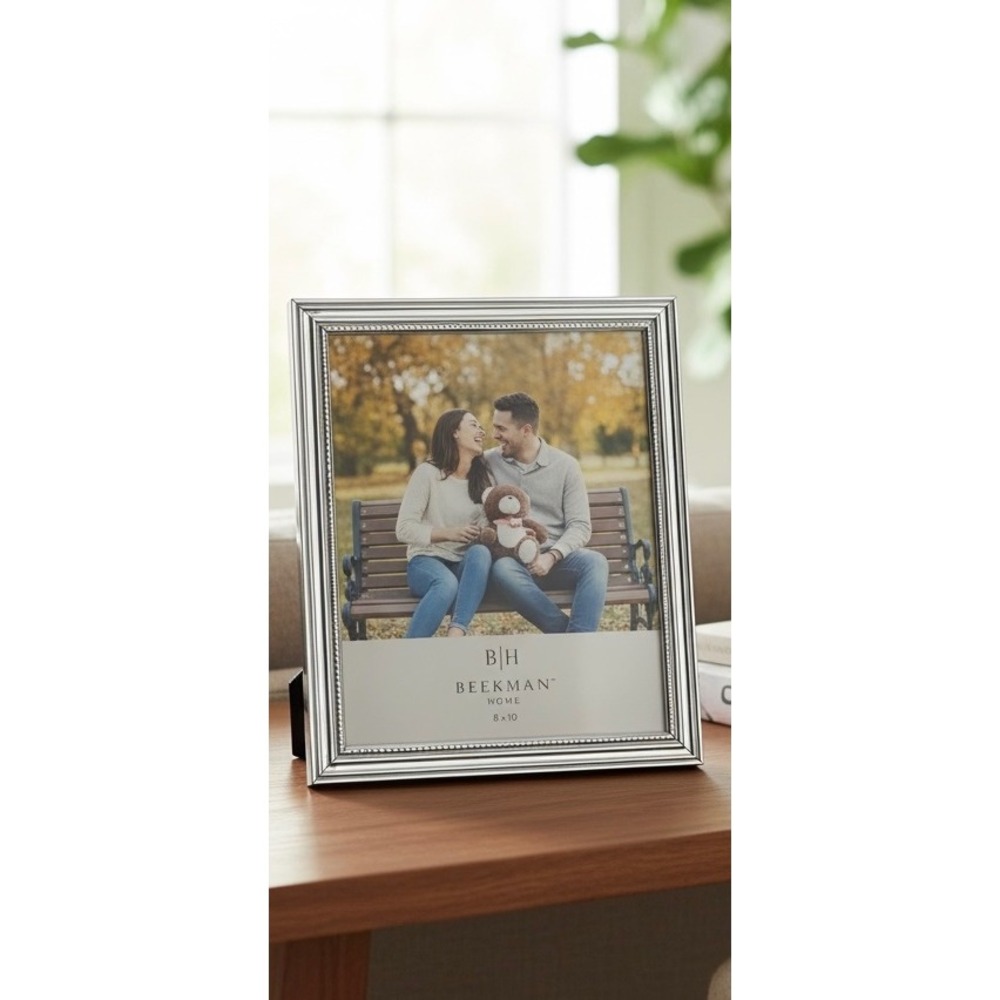 Beekman Home Silver Beaded 8x10 Picture Frame Tabletop Wall Mount New No Box - Picture 4 of 4